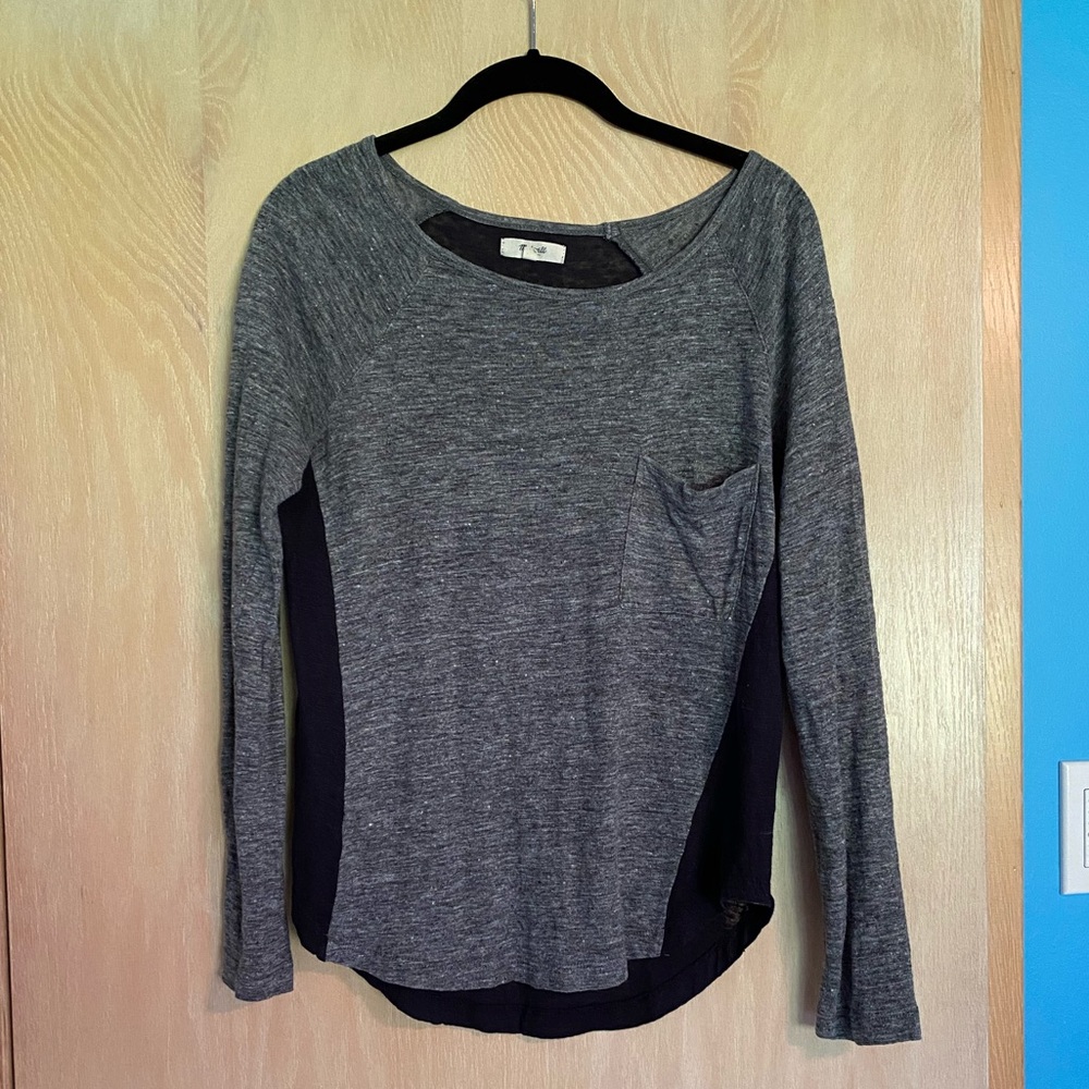 Madewell Gray and Navy V Neck Shirt